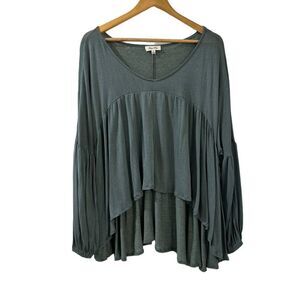 Petal Dew Sage Green Bohemian Blouse Medium